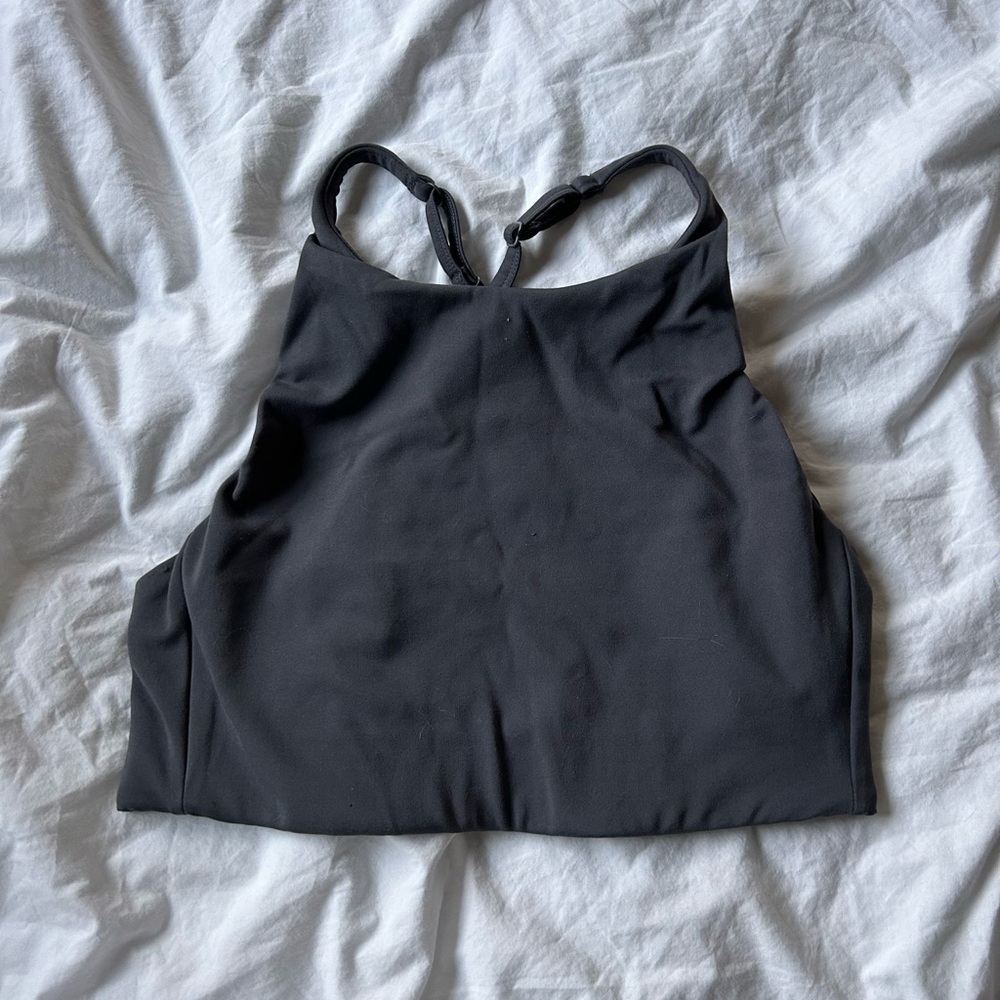 Girlfriend Collective high neck gray sports bra